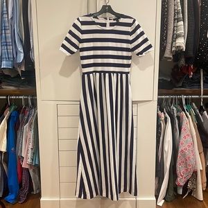 JCrew Purple and White MIDI Dress